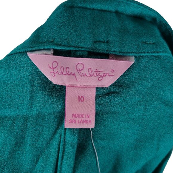 Lilly Pulitzer Jane Mini Dress Size 10 Zip Front Green Rayon Retro 60s - Picture 9 of 12